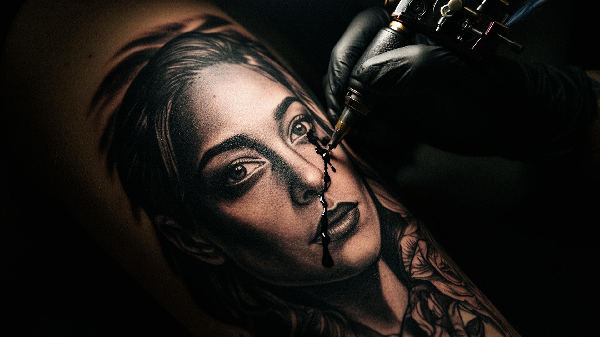 Realistic tattoo work in progress